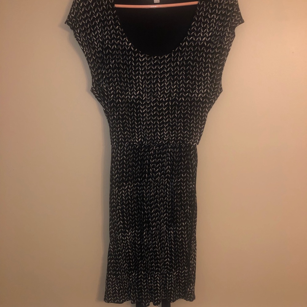Loft Short Sleeve A-Line Dress with Belt